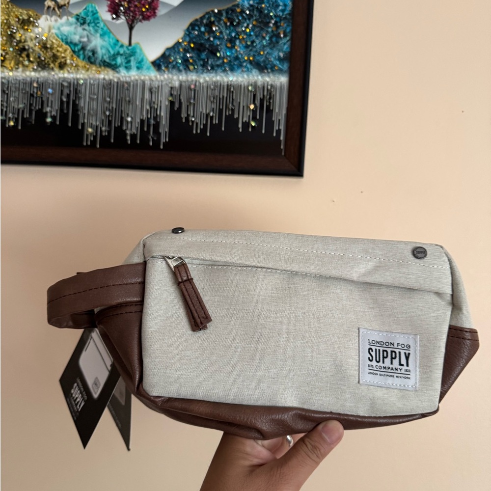 London Fog Cream and Brown Belt Bag